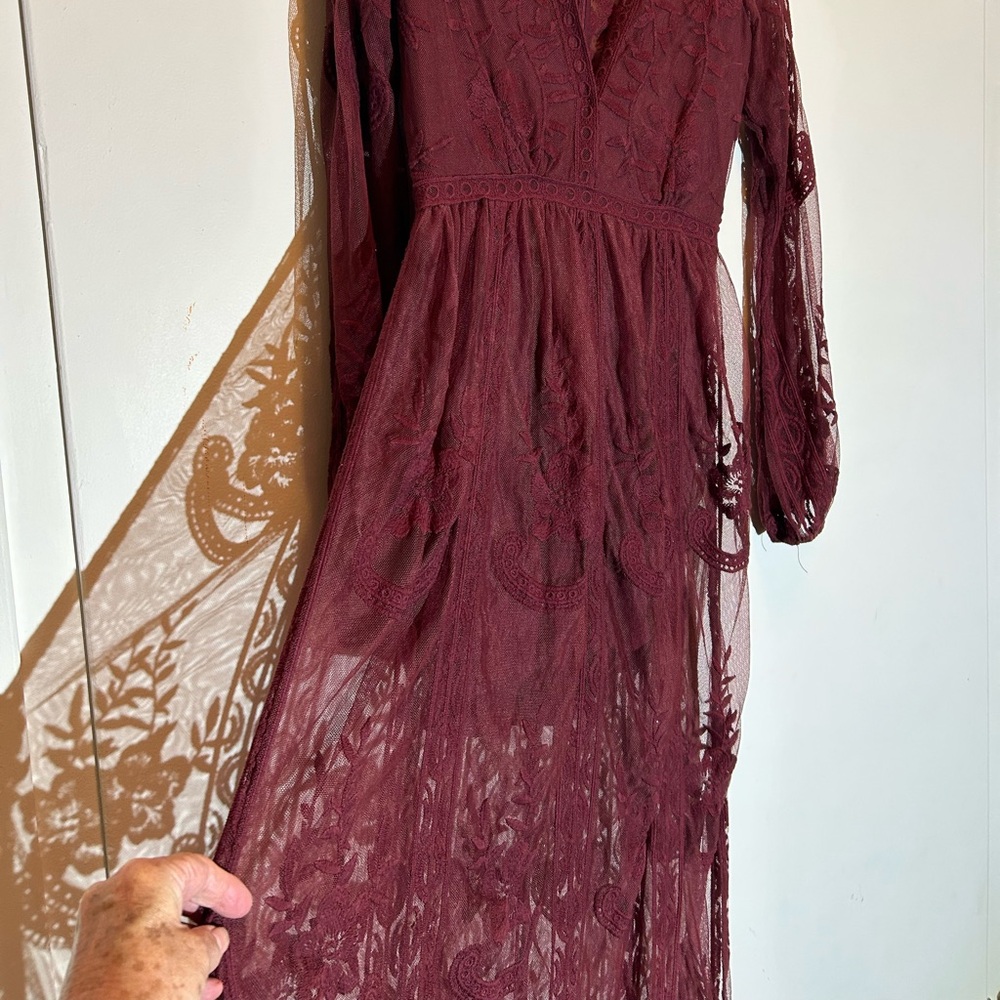 Wishlist Red Long Sleeve Bishop Gown - Picture 11 of 14